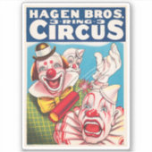 Sticker Affiche De Cirque Montrant Les Visages Clown Et Cr (Devant)