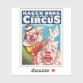 Sticker Affiche De Cirque Montrant Les Visages Clown Et Cr (Feuille)
