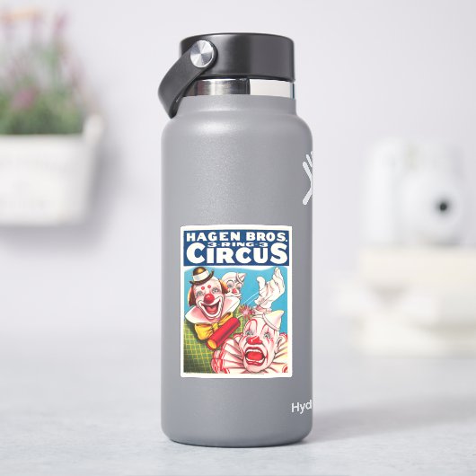 Sticker Affiche De Cirque Montrant Les Visages Clown Et Cr (HydroFlask)
