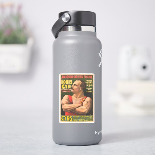 Sticker Affiche De Cirque Montrant Louis Cyr Aux Armoiries (HydroFlask)