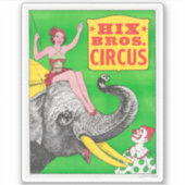 Sticker Affiche De Cirque Montrant Une Femme Et Un Éléphan (Devant)