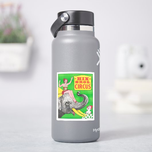 Sticker Affiche De Cirque Montrant Une Femme Et Un Éléphan (HydroFlask)