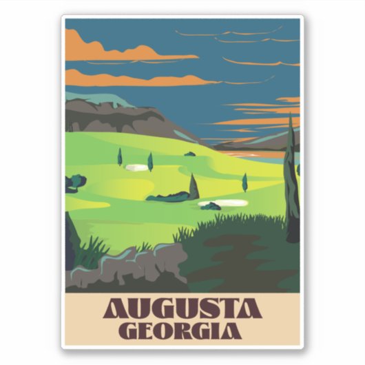 Sticker Affiche de golf d'Augusta Géorgie (Devant)
