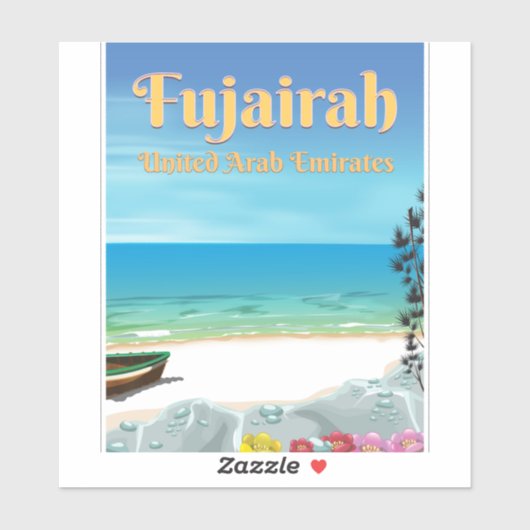Sticker Affiche de plage de Fujairah Émirats Arabes Unis (Feuille)