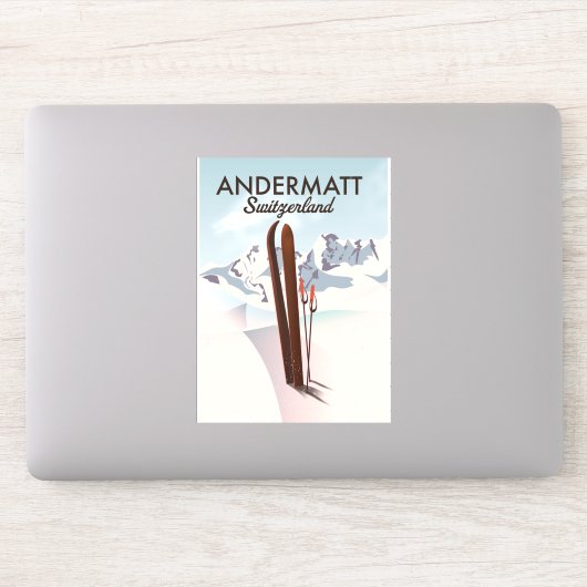 Sticker Affiche de ski Andermatt Suisse impression de voya (Ordinateur)