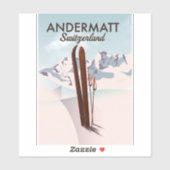 Sticker Affiche de ski Andermatt Suisse impression de voya (Feuille)