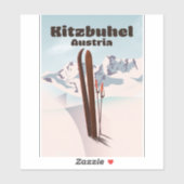 Sticker affiche de ski autrichienne de kitzbuhel (Feuille)