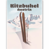 Sticker affiche de ski autrichienne de kitzbuhel (Devant)