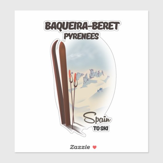 Sticker Affiche de ski Baqueira-Beret Espagne. (Feuille)