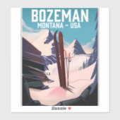 Sticker Affiche de ski Bozeman Montana (Feuille)