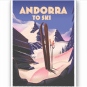 Sticker affiche de ski d'Andorre. (Devant)