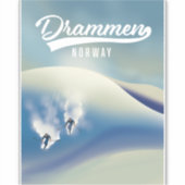 Sticker Affiche de ski de Drammen Norvège (Devant)