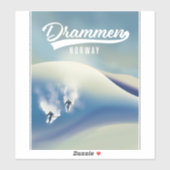 Sticker Affiche de ski de Drammen Norvège (Feuille)