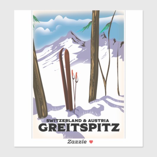 Sticker Affiche de ski Greitspitz Suisse & Autriche (Feuille)