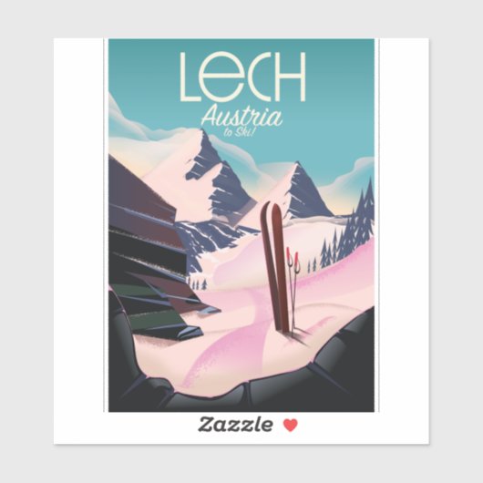Sticker Affiche de ski Lech Autriche. (Feuille)