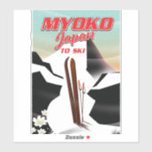 Sticker affiche de ski myoko japon (Feuille)