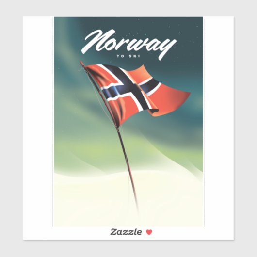 Sticker Affiche de ski norvégienne (Feuille)