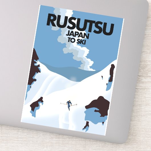 Sticker Affiche de ski Rusutsu Japon  (Détail)