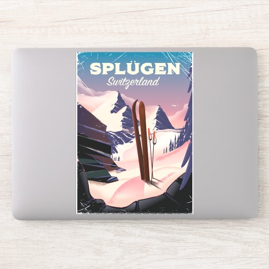 Sticker affiche de ski splügen Suisse (Ordinateur)