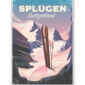 Sticker affiche de ski splügen Suisse (Devant)