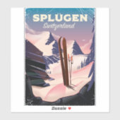 Sticker affiche de ski splügen Suisse (Feuille)