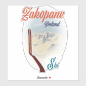 Sticker Affiche de ski Zakopane Pologne (Feuille)