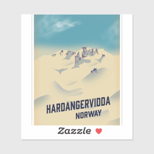 Sticker Affiche de vacances Hardangervidda Norvège. (Feuille)