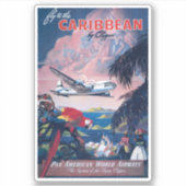 Sticker Affiche De Voyage D'Avion De Mer Survolant Les Car (Devant)