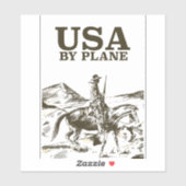 Sticker Affiche de voyage de cow-boy USA (Feuille)