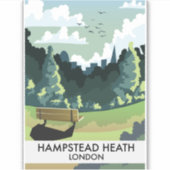Sticker Affiche de voyage de Hampstead Heath à Londres. (Devant)