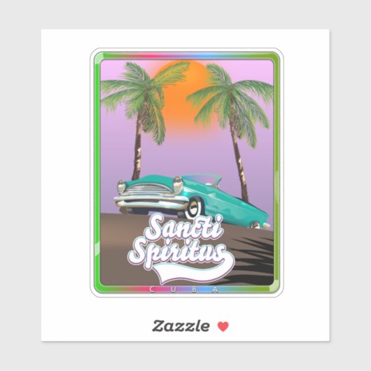 Sticker affiche de voyage de saint spirite Cuba. (Feuille)
