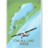 Sticker Affiche de voyage du lac Chilika en Inde (Devant)