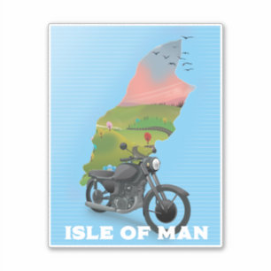 Sticker Affiche de voyage en moto de l'île de Man