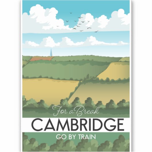 Sticker Affiche de voyage en train à Cambridge (Devant)