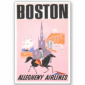 Sticker Affiche De Voyage Pour Allegheny Airlines À Boston (Devant)