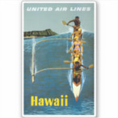 Sticker Affiche De Voyage Pour United Air Lines Vers Hawai (Devant)