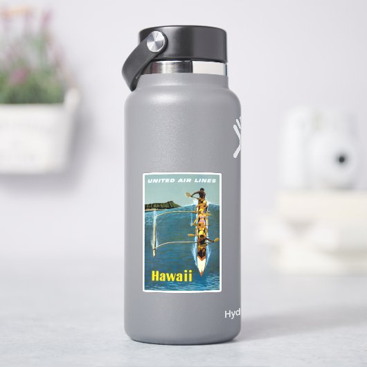 Sticker Affiche De Voyage Pour United Air Lines Vers Hawai (HydroFlask)