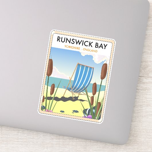 Sticker Affiche de voyage Runswick Bay Yorkshire (Détail)