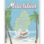 Sticker Affiche de voyage vintage de Maurice (Devant)