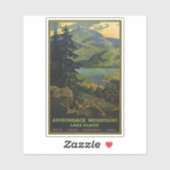 Sticker Affiche Vintage voyage Pour Les Montagnes Adironda (Feuille)