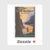 Sticker Affiche Vintage voyage Vue Montagne (Feuille)