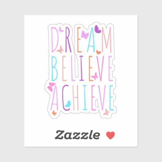 Sticker Affirmation Butterfly Dream Believe Achieve (Feuille)