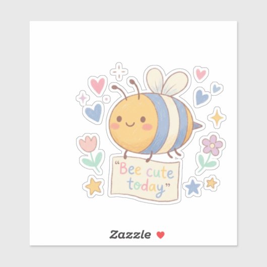 Sticker Affirmation positive 'Bee Cute Today' pour les ens (Feuille)