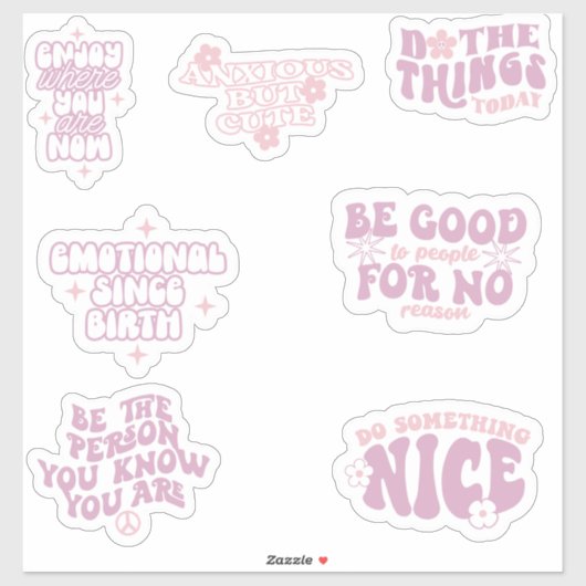 Sticker affirmation positive tendance esthétique rétro (Feuille)