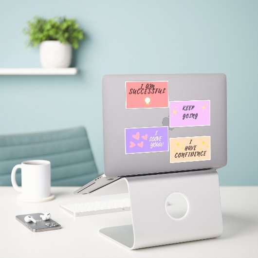 Sticker Affirmations positives (Ordinateur portable sur le bureau)