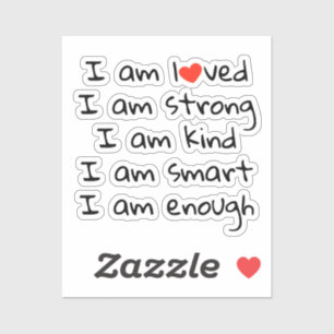 Sticker Affirmations Typographie cardiaque Rouge Noir