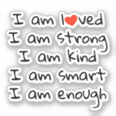 Sticker Affirmations Typographie cardiaque Rouge Noir (Recto)