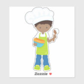 Sticker Africain Américain Garçon, Cuisson, Boulangerie, B (Feuille)