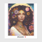 Sticker African American Black Goddess Queen Imaginaire Ar (Feuille)