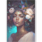 Sticker African American Black Goddess Queen Imaginaire Ar (Devant)